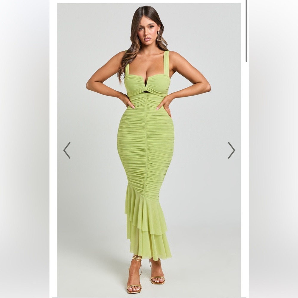 Lime Green Ruched Dress